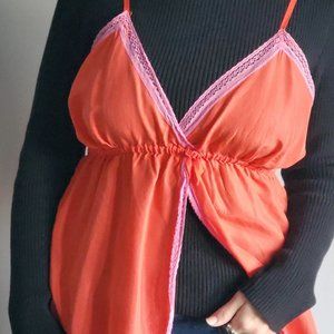 Victoria's Secret Pink Orange 100% Silk Cami
